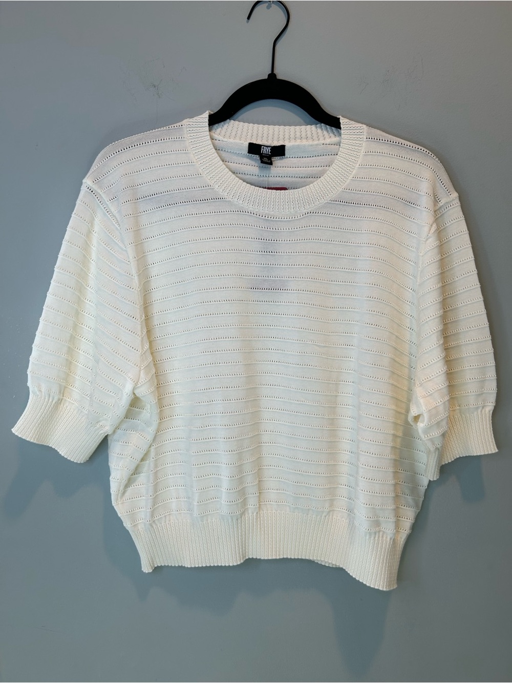 Frye Cream Short Sleeve Sweater Women’s XL NWT - Picture 2 of 12